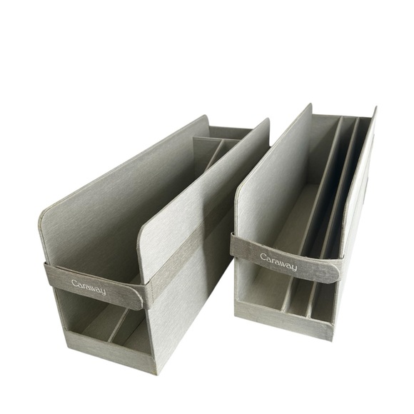 Caraway Set of 2 Storage Bin Organizers for Bakeware Cookware Gray Canvas - Picture 1 of 4